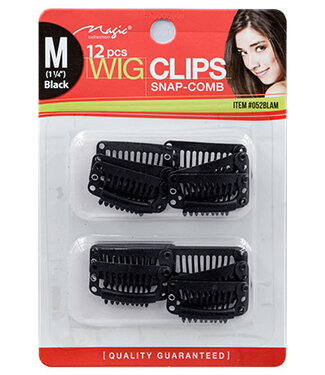 Magic Collection Magic Snap Comb Wig Clip 12Pc (M) Black
