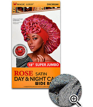 Magic Collection Rose Wide Band Satin Day & Night Cap (S Jumbo Black)  #99244