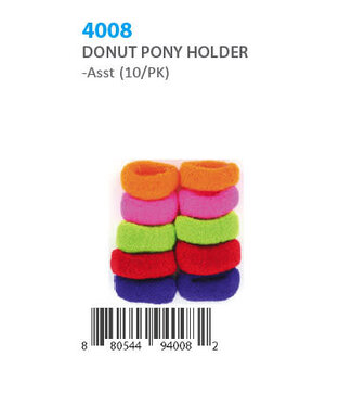 Donut Ponytail Holder #4008 (10 pc assorted colors)