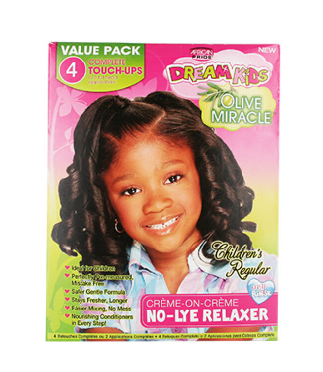 African Pride Dream Kids O M No-Lye Relaxer Kit 4 Retouches Regular