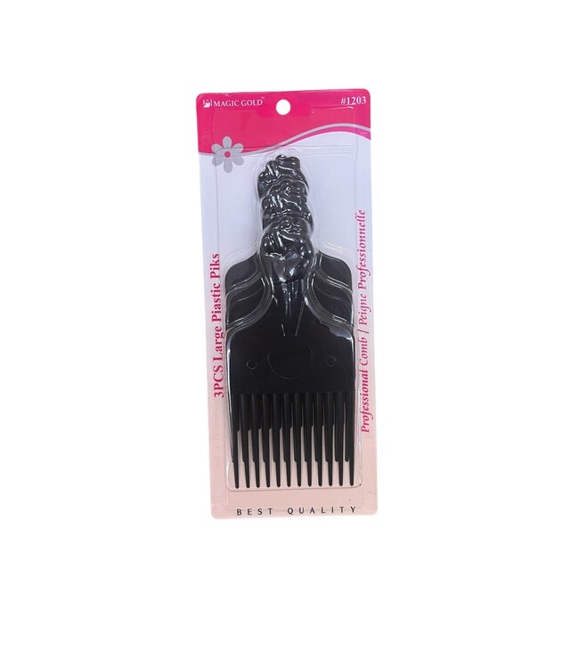 Magic Collection 3pcs Large Afro Plastic Pik 1203BLA