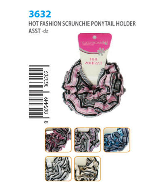 Hot Fashion Hair Scrunchie - Striped 3632