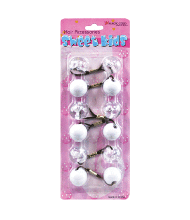 MAGIC GOLD Kid's Hair Bubbles Round #XL1 White/ Clear