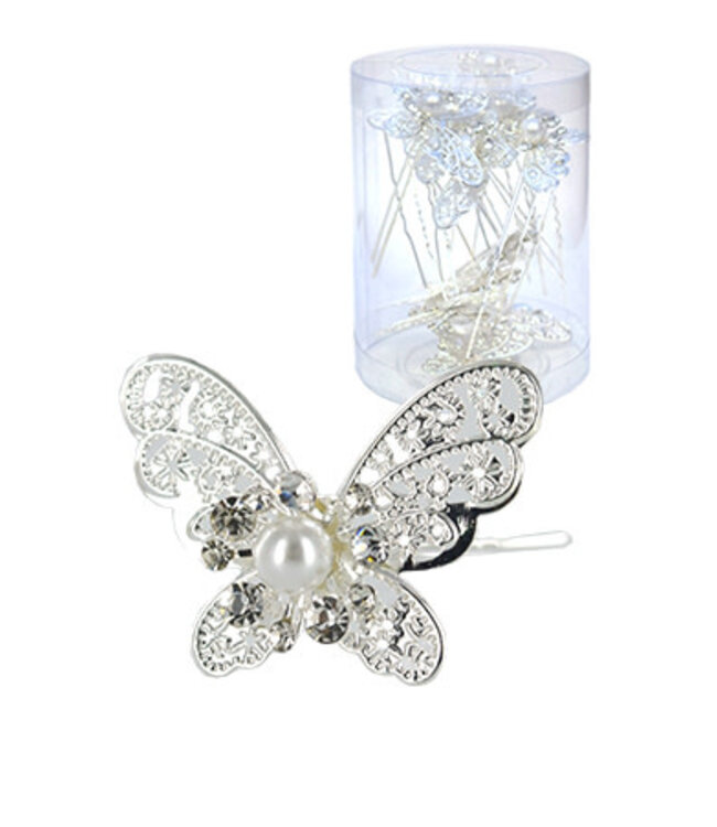 Magic Collection Stone Hair Pins (20/Jar) #6727 Silver Butterfly
