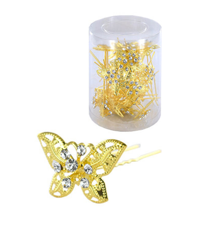 Stone Hair Pin ( 20/Jar ) #6740 Butterfly