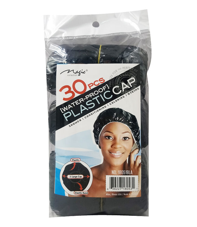 Magic Collection 30Pcs Plastic Cap Black 18051 BLACK