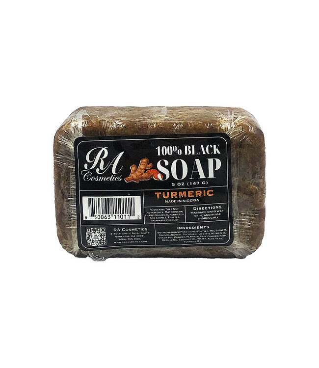 RA Cosmetics Black Soap Bar Tumeric 5oz