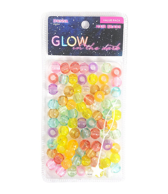 Donna Glow In The Dark Value Pack Hair Beads Assorted