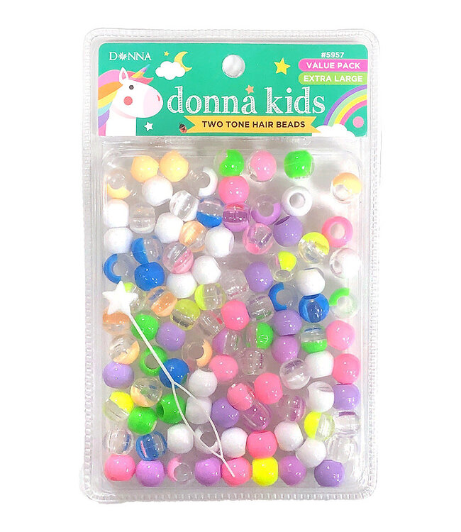 Donna Kids Two Tone Hair Beads Value Pack Clear/Pastel Assorted