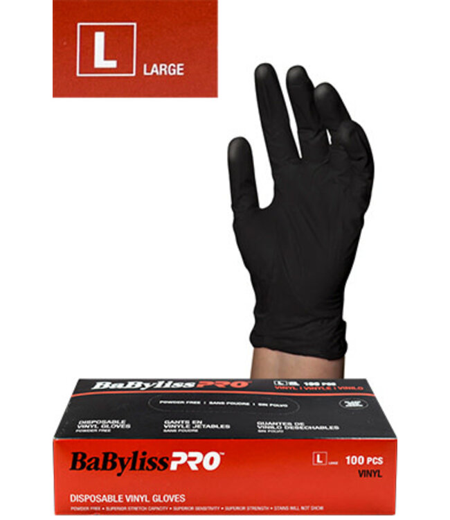 Babyliss Pro Vinyl Black Gloves Large