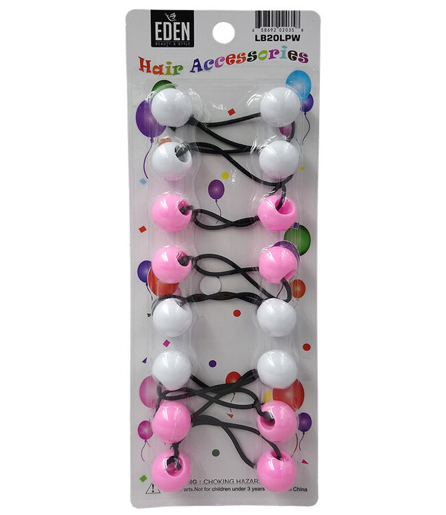 Eden 22mm Hair Ball Pink & White LB20LPW