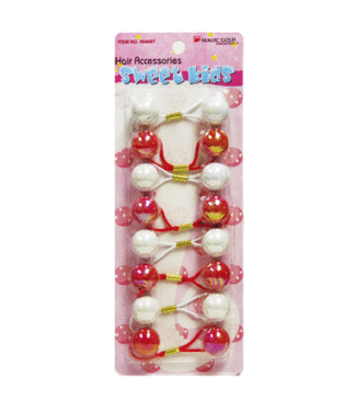 MAGIC GOLD Kid's Hair Bubbles Round #L3 Red/White