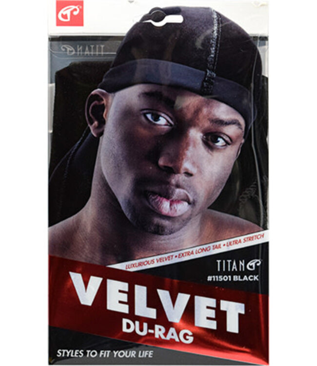 Titan Velvet Du Rag Black