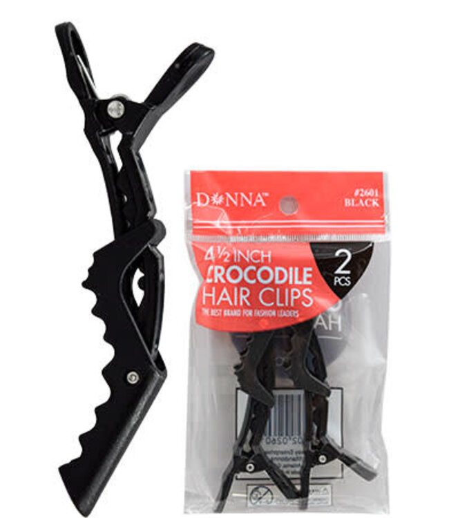 Donna Crocodile Clip 2pc Black