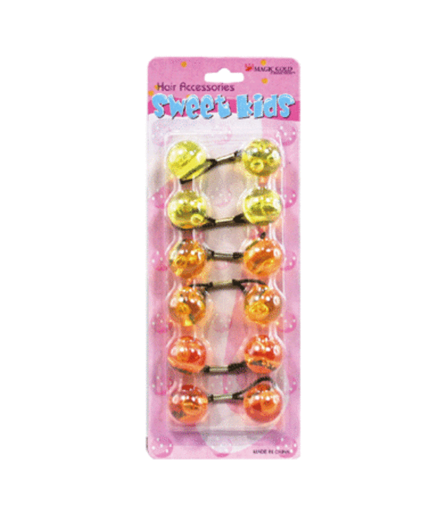 MAGIC GOLD Kid's Hair Bubbles Round #XL16 Crystal Orange/Yellow