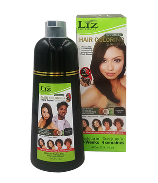 Liz Professional Hair Coloring Shampoo - Dark Brown (400ml ) 14.1oz