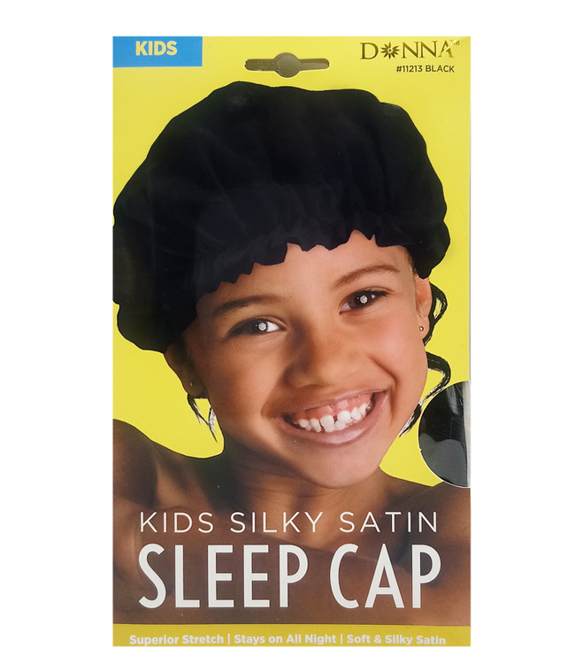 Donna Kids Silky Satin Sleep Cap  #11213 BLACK