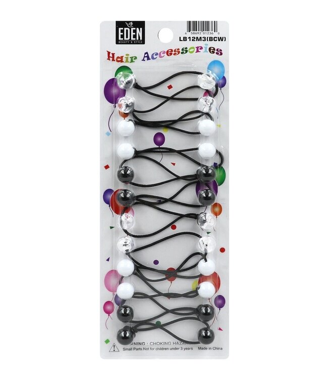 Eden 12mm Hair Ball Black / Clear & White