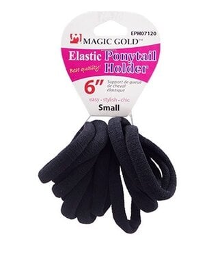 MAGIC GOLD Elastic Ponytail Holder (6" Small) Black
