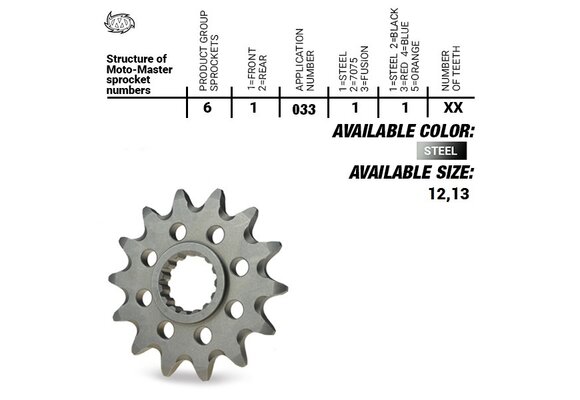 Ultralight Steel Front Sprocket (520) MX 125 2001-2024, MX 144 2008->