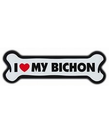 I Love My Bichon Bone Magnet