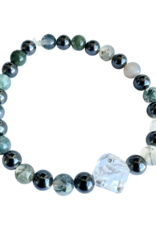 Gleaming Goods Riverstone, Quartz (rough cut), Hematite Bracelet