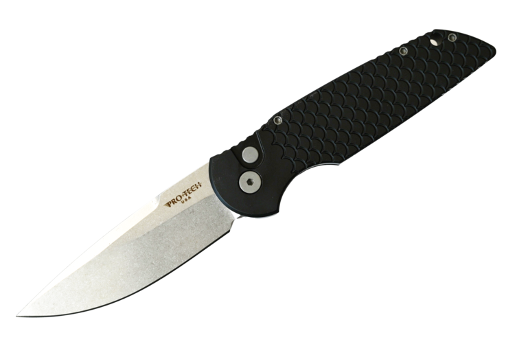 Pro-Tech Pro-Tech TR-3 Black Fish Scale Handle Stonewash Blade (TR-3X1SW)