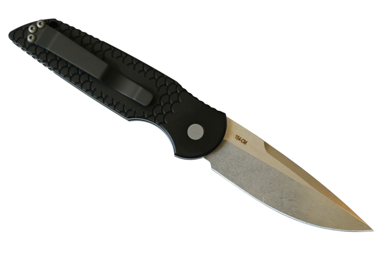 Pro-Tech Pro-Tech TR-3 Black Fish Scale Handle Stonewash Blade (TR-3X1SW)