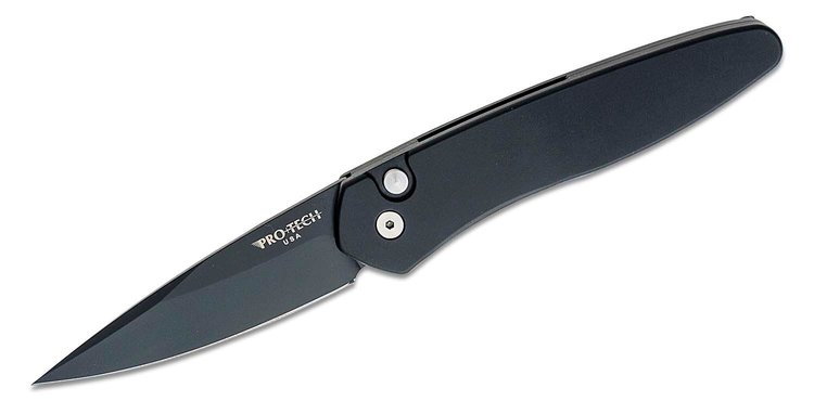 Pro-Tech Pro-Tech Newport Black Handle Black Blade Satin Hardware (3407)