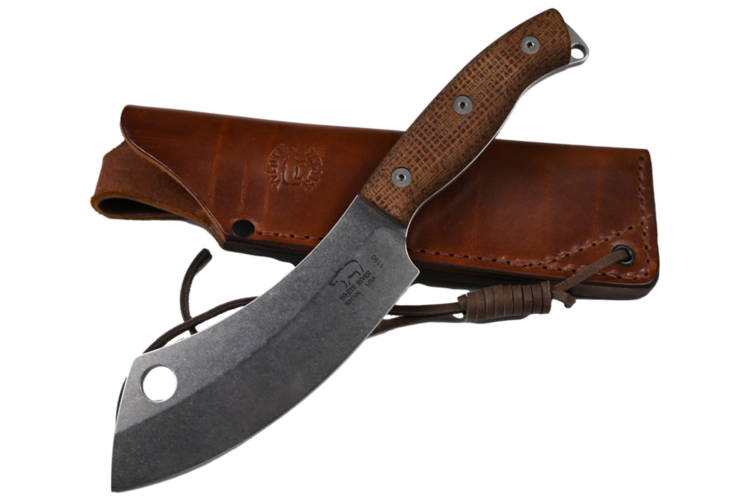 White River White River Camp Cleaver Natural Burlap Micarta (WRCC55-BNA)