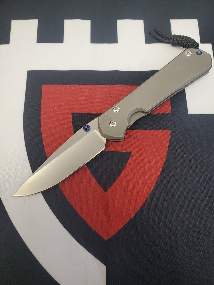 Chris Reeve Knives Chris Reeve Large Sebenza 31 Plain Drop Point Stonewash Blade Bead Blast Handle (L31-1644)