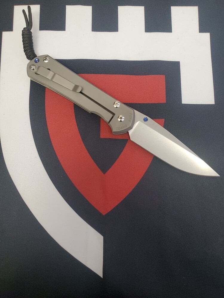 Chris Reeve Knives Chris Reeve Large Sebenza 31 Plain Drop Point Stonewash Blade Bead Blast Handle (L31-1644)
