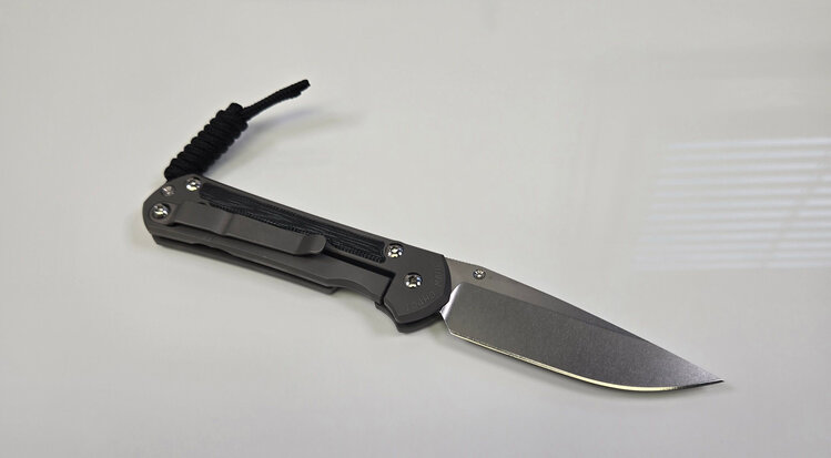 Chris Reeve Knives Chris Reeve Small Sebenza 31 Black Canvas Micarta Inlay Stonewash Drop Point Glass Blasted Handle (S31-1652)