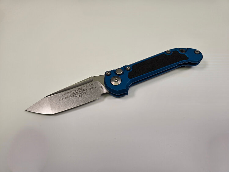 Microtech Microtech LUDT Gen Ⅲ Stonewash Tanto Blade Blue Handle W/ Traction Tape Inserts  (1136-10BL)