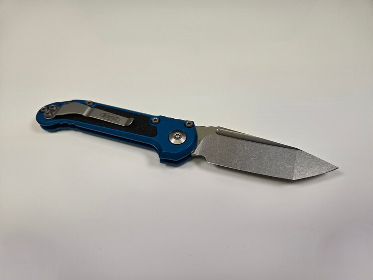 Microtech Microtech LUDT Gen Ⅲ Stonewash Tanto Blade Blue Handle W/ Traction Tape Inserts  (1136-10BL)
