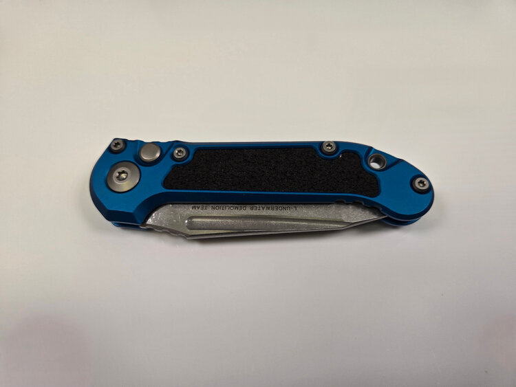 Microtech Microtech LUDT Gen Ⅲ Stonewash Tanto Blade Blue Handle W/ Traction Tape Inserts  (1136-10BL)