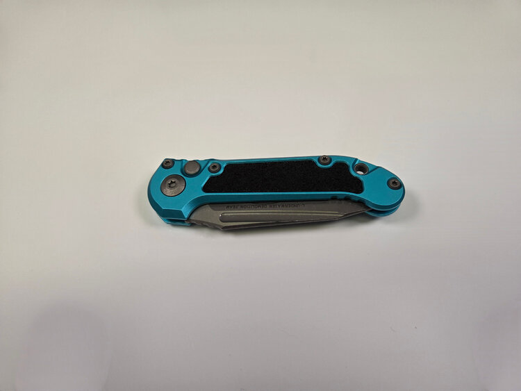 Microtech Microtech LUDT Gen Ⅲ Apoc. Blade Turquoise Handle W/ Traction Tape Inserts (1136-10APTQ)