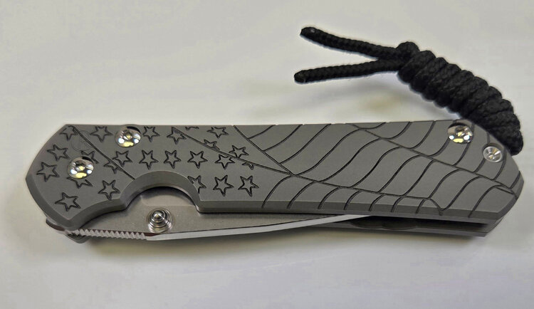 Chris Reeve Knives Chris Reeve Small Sebenza 31 Glass Blasted Forever Flag Stonewash Drop Point Magnacut (S31-1690)