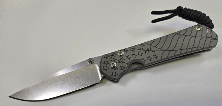 Chris Reeve Knives Chris Reeve Small Sebenza 31 Glass Blasted Forever Flag Stonewash Drop Point Magnacut (S31-1690)
