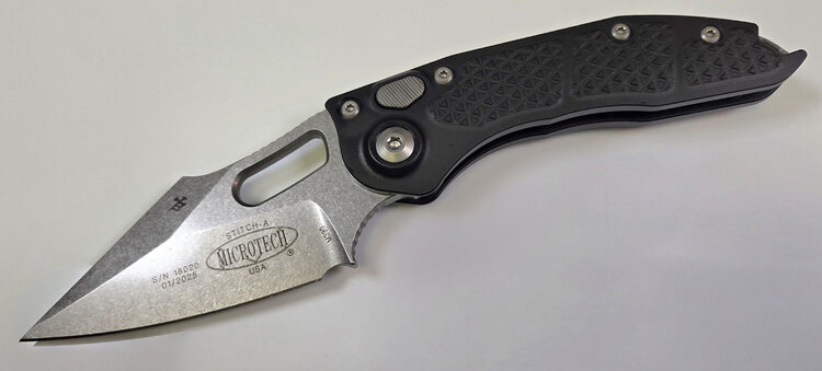 Microtech Microtech Stitch Standard Stonewash Black Aluminum Handles (169-10)