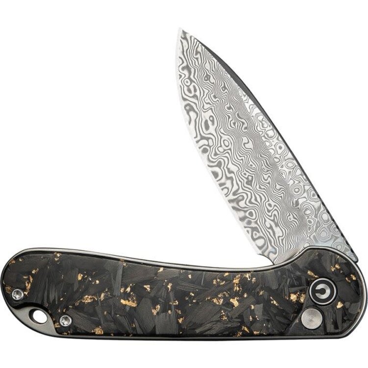 Civivi Civivi Elementum II Button Lock Damascus Blade Carbon Fiber Gold Flake Handle (CIVC18062P10)