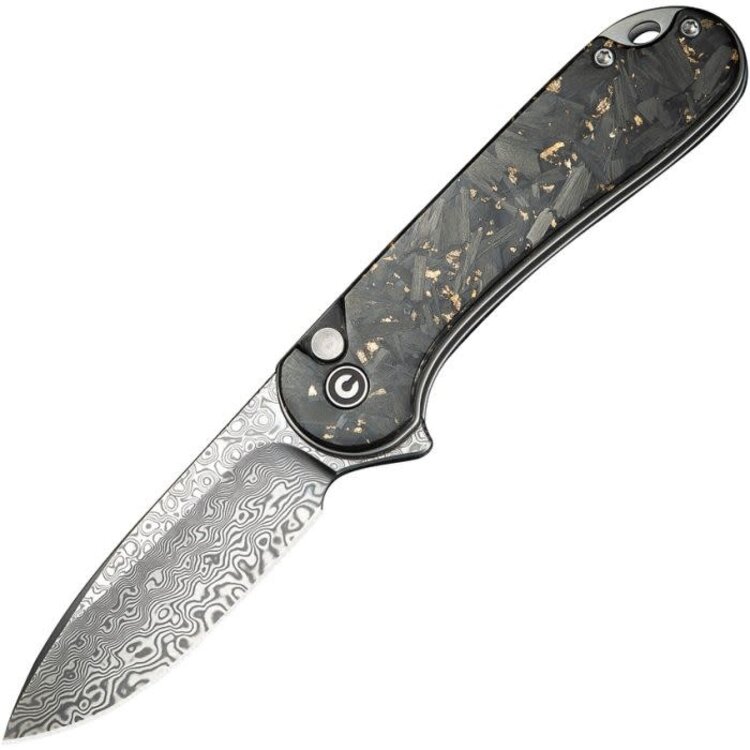 Civivi Civivi Elementum II Button Lock Damascus Blade Carbon Fiber Gold Flake Handle (CIVC18062P10)