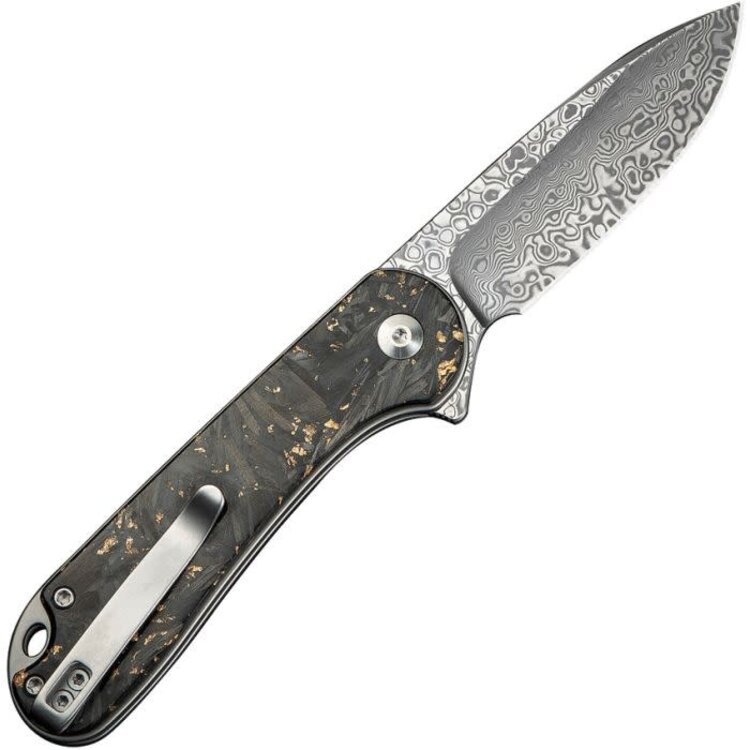 Civivi Civivi Elementum II Button Lock Damascus Blade Carbon Fiber Gold Flake Handle (CIVC18062P10)