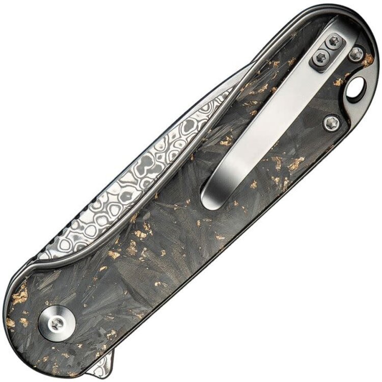Civivi Civivi Elementum II Button Lock Damascus Blade Carbon Fiber Gold Flake Handle (CIVC18062P10)