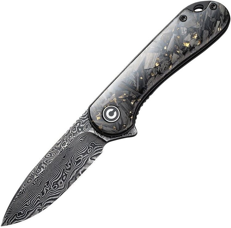 Civivi Civivi Elementum Linerlock Damascus Blade Golden Shred Resin Handle (CIVC907CDS1)