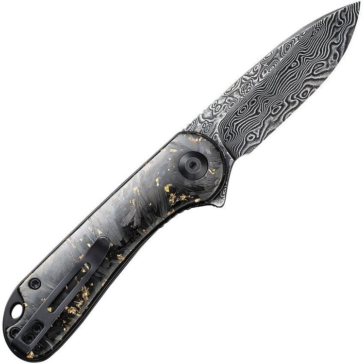 Civivi Civivi Elementum Linerlock Damascus Blade Golden Shred Resin Handle (CIVC907CDS1)