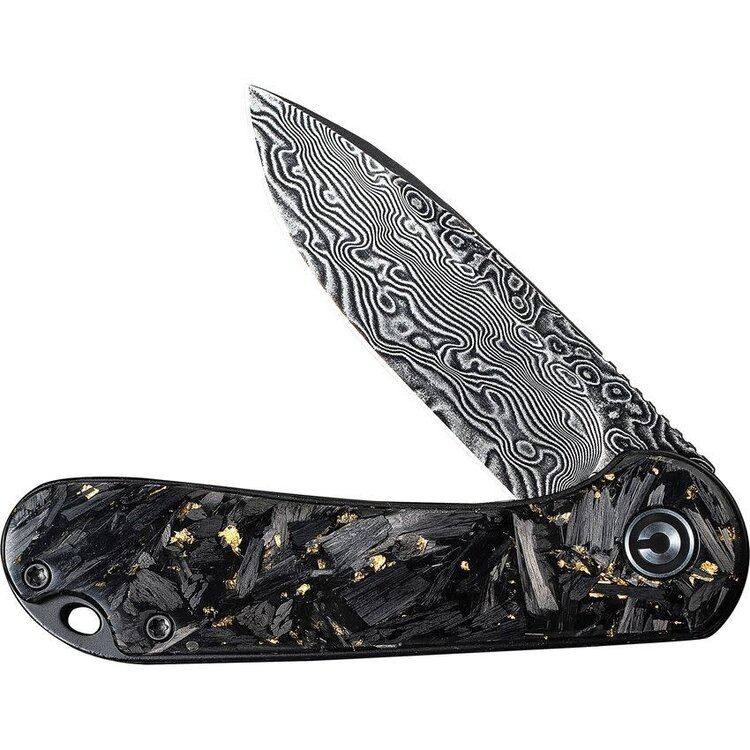 Civivi Civivi Elementum Linerlock Damascus Blade Golden Shred Resin Handle (CIVC907CDS1)