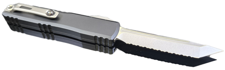 Microtech Microtech Ultratech Gen Ⅲ ZBP Tanto Edge Stonewash Full Serrated Black Chassis (1123-12)