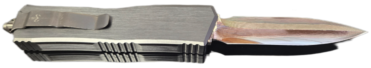 Microtech Marfione Custom Knives Executive Scarab Ⅱ Gen Ⅲ D/E Hot Blued Baker Elite Coppermai Damascus - Wavy Hefted Alloy DLC Hard Cut Stainless Chassis