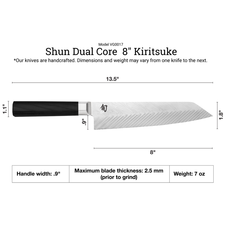 Shun Cutlery Shun Cutlery Dual Core Kiritsuke 8"